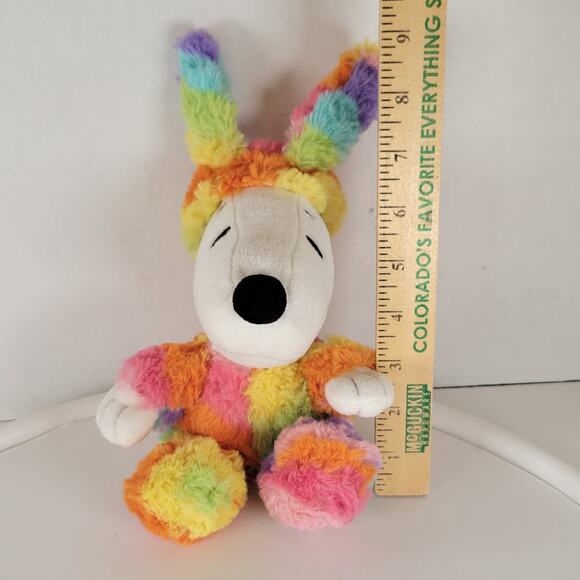 Peanuts Snoopy Plush 9" Bunny Ears Rainbow Suit Easter Stuffed Toy Hallmark 2018 - Picture 5 of 15
